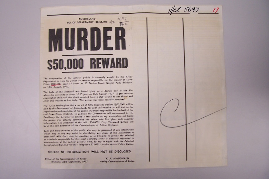 Old newspaper article discussing a reward offered for information concerning a murder.