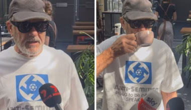 Man wearing swastika shirt spotted outside anti-Semitism inquiry