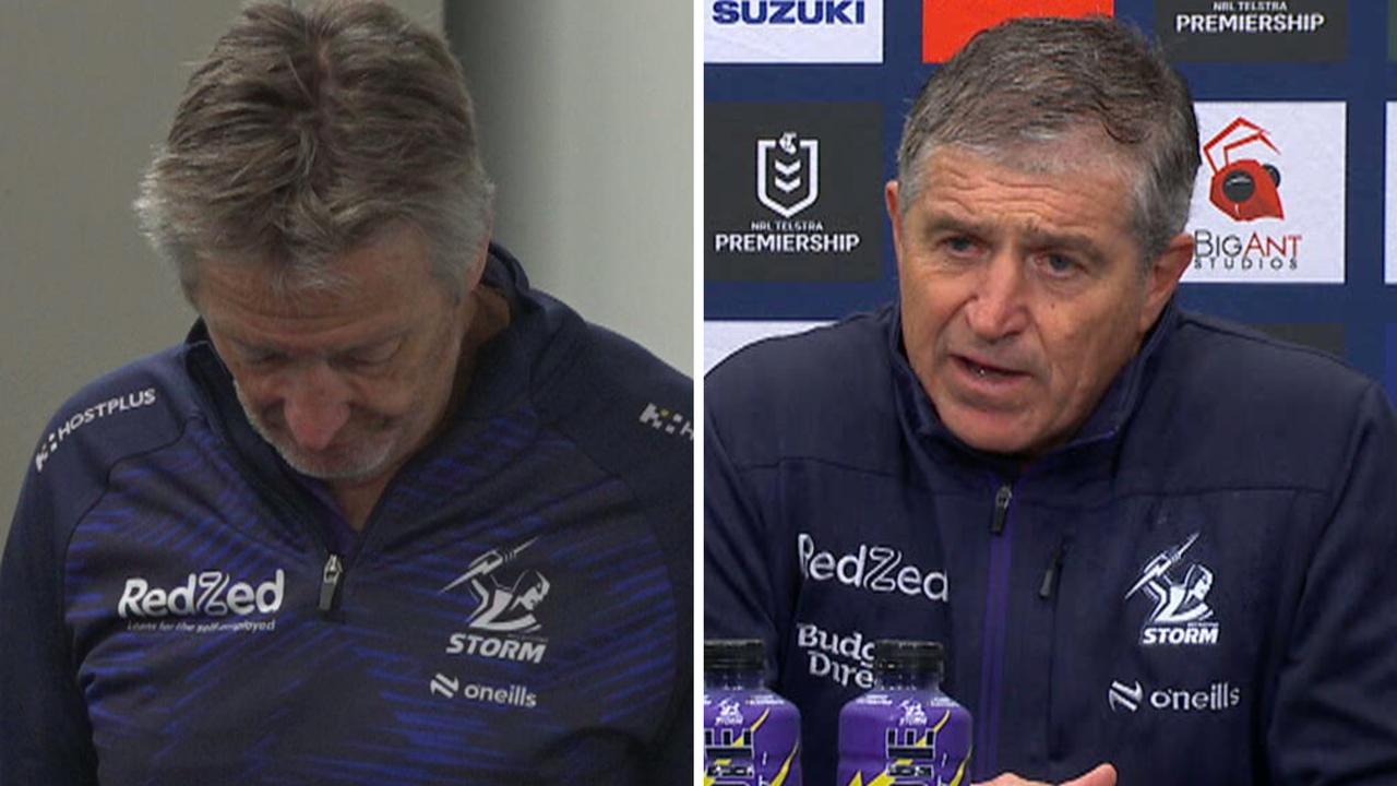 Frank Ponissi steps in for Craig Bellamy press conference, health battle, Melbourne Storm vs Dolphins, Harry Grant, Round 8