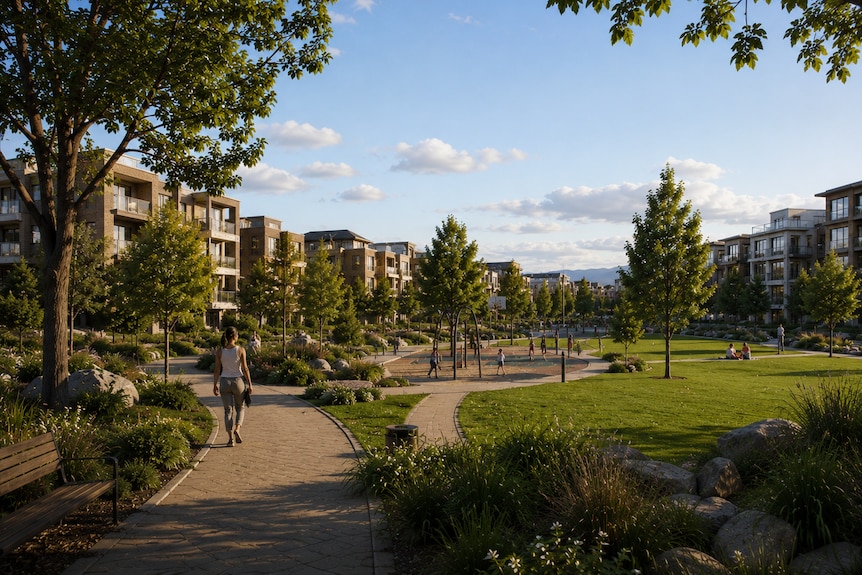 A render of a proposed housing development at Dowsing Point, Hobart.