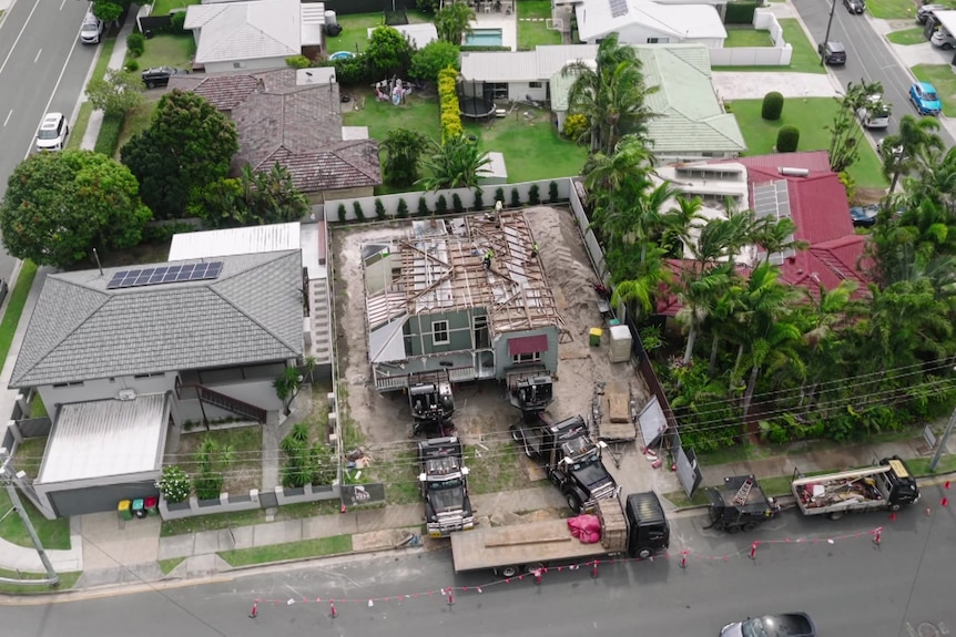 Aerial of Queenslander home in Palm Beach