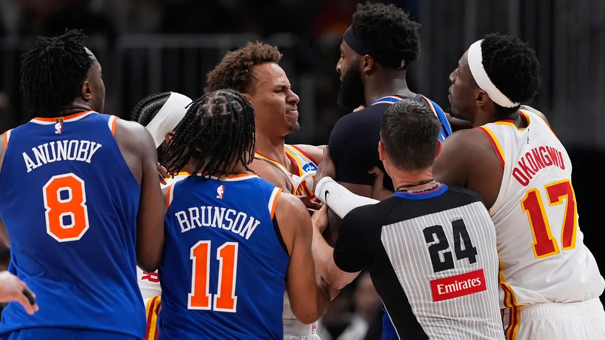 Australian star Dyson Daniels ejected as Atlanta Hawks end NBA season with 51-point loss to New York Knicks