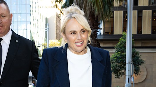 Rebel Wilson arrives at the Federal Court on Thursday.