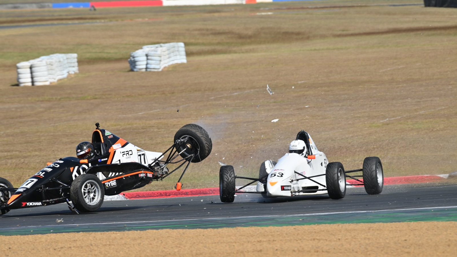 Spectacular crash halts first Formula Ford race