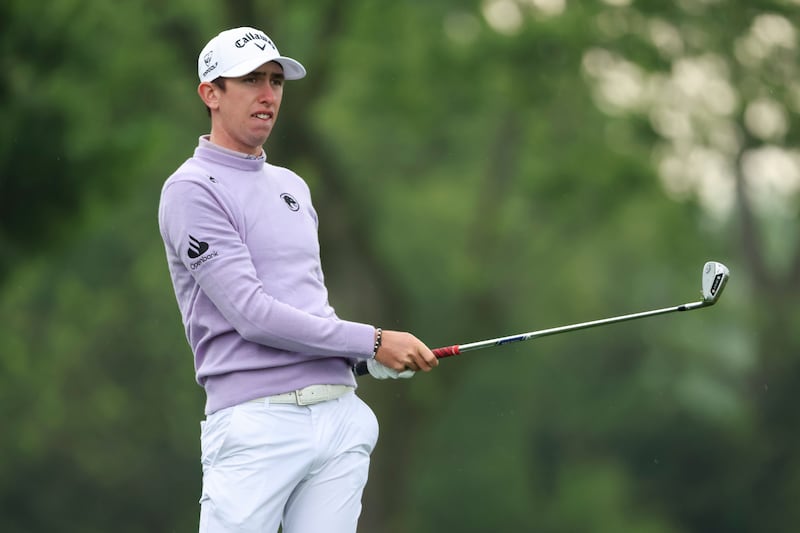 Tom McKibbin of Northen Ireland plays a shot on the second hole. Photograph: Jamie Squire/Getty