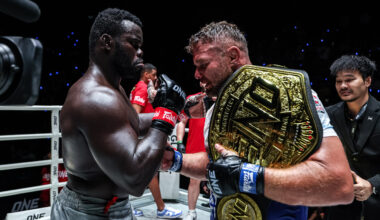 MMA star "Reug Reug" Oumar Kane congratulations his rival, Anatoly Malykhin, on his big win