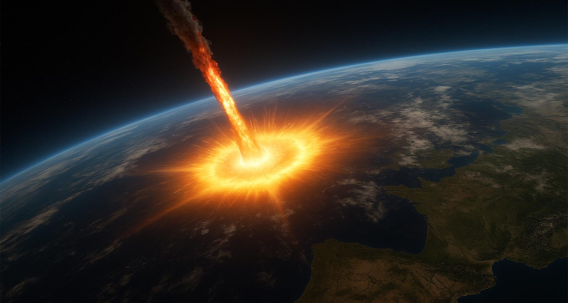 Asteroid Impact Earth Art Concept