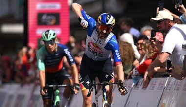 DUNKIRK, FRANCE - MAY 24: Jordi Meeus of Belgium and Team Red Bull - BORA - hansgrohe celebrates at finish line as stage winner during the 70th 4 Jours de Dunkerque 2026, Stage 5 a 181.3km stage from Saint-Omer to Dunkirk on May 24, 2026 in Dunkirk, France. (Photo by Luc Claessen/Getty Images)