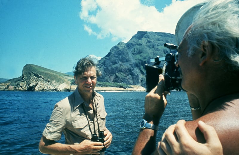 David Attenborough during filming for the 1979 Life on Earth series. Photograph: BBC