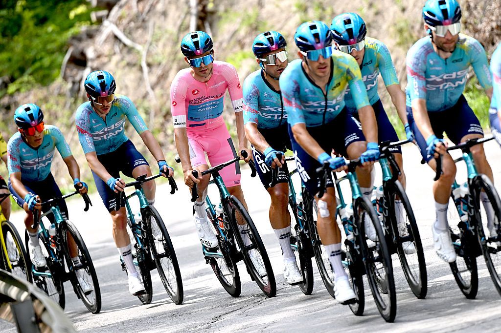 SOFIA, BULGARIA - MAY 10: Guillermo Thomas Silva of Uruguay and Team XDS Astana - Pink Leader Jersey competes competes during the 109th Giro d&amp;apos;Italia 2026, Stage 3 a 175km stage from Plovdiv to Sofia / #UCIWT / on May 10, 2026 in Sofia, Bulgaria. (Photo by Dario Belingheri/Getty Images)