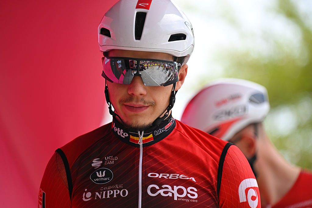Arnaud De Lie of Belgium and Team Lotto Intermarche prior to stage 2 of the 2026 Giro d'Italia
