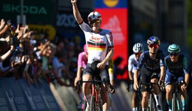 Georg Zimmermann celebrates winning 2026 Eschborn-Frankfurt