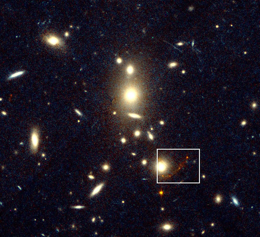 An image of a cluster of galaxies.