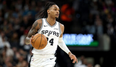 SAN ANTONIO, TEXAS - DECEMBER 27: Devin Vassell #24 of the San Antonio Spurs in action during the second quarter of the game against the Utah Jazz at Frost Bank Center on December 27, 2025 in San Antonio, Texas. (Photo by Kenneth Richmond/Getty Images)