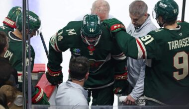 Wild center Joel Eriksson Ek out for Games 1 and 2 vs. Avalanche
