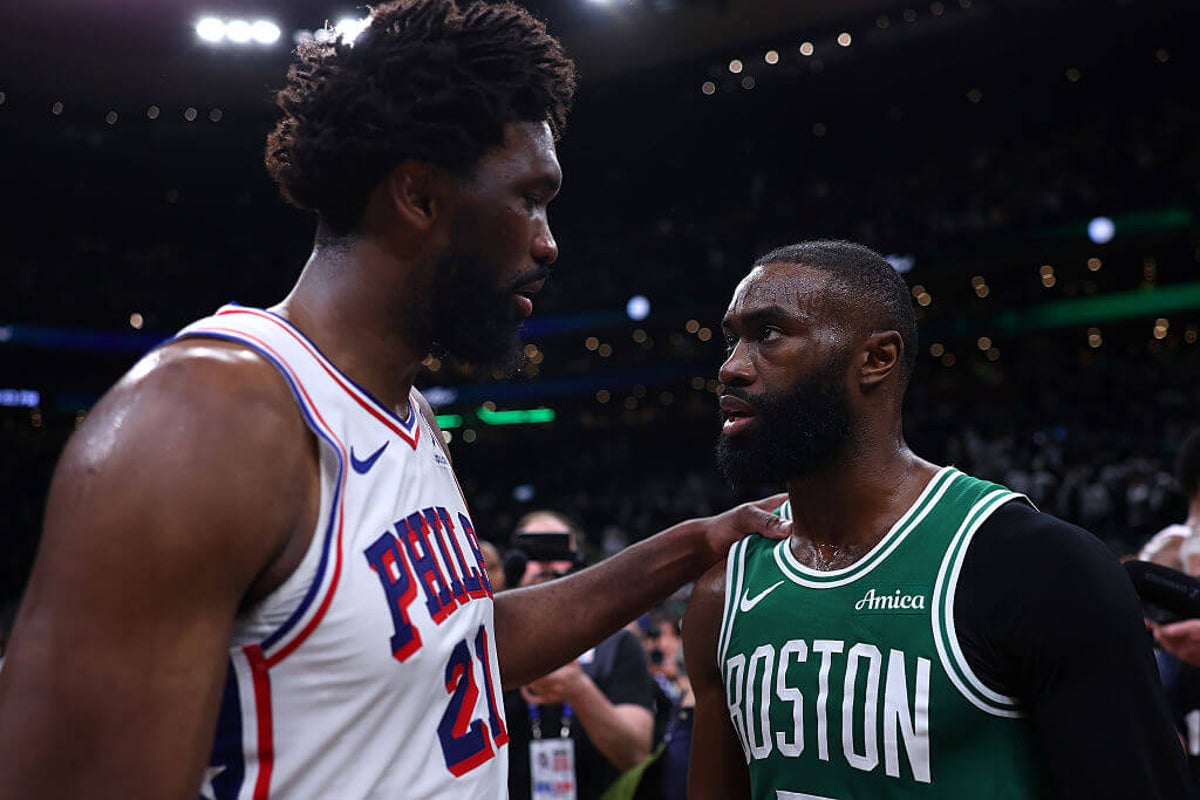 Jaylen Brown says Joel Embiid is a basketball great but flops too much: ‘He knows it, too’