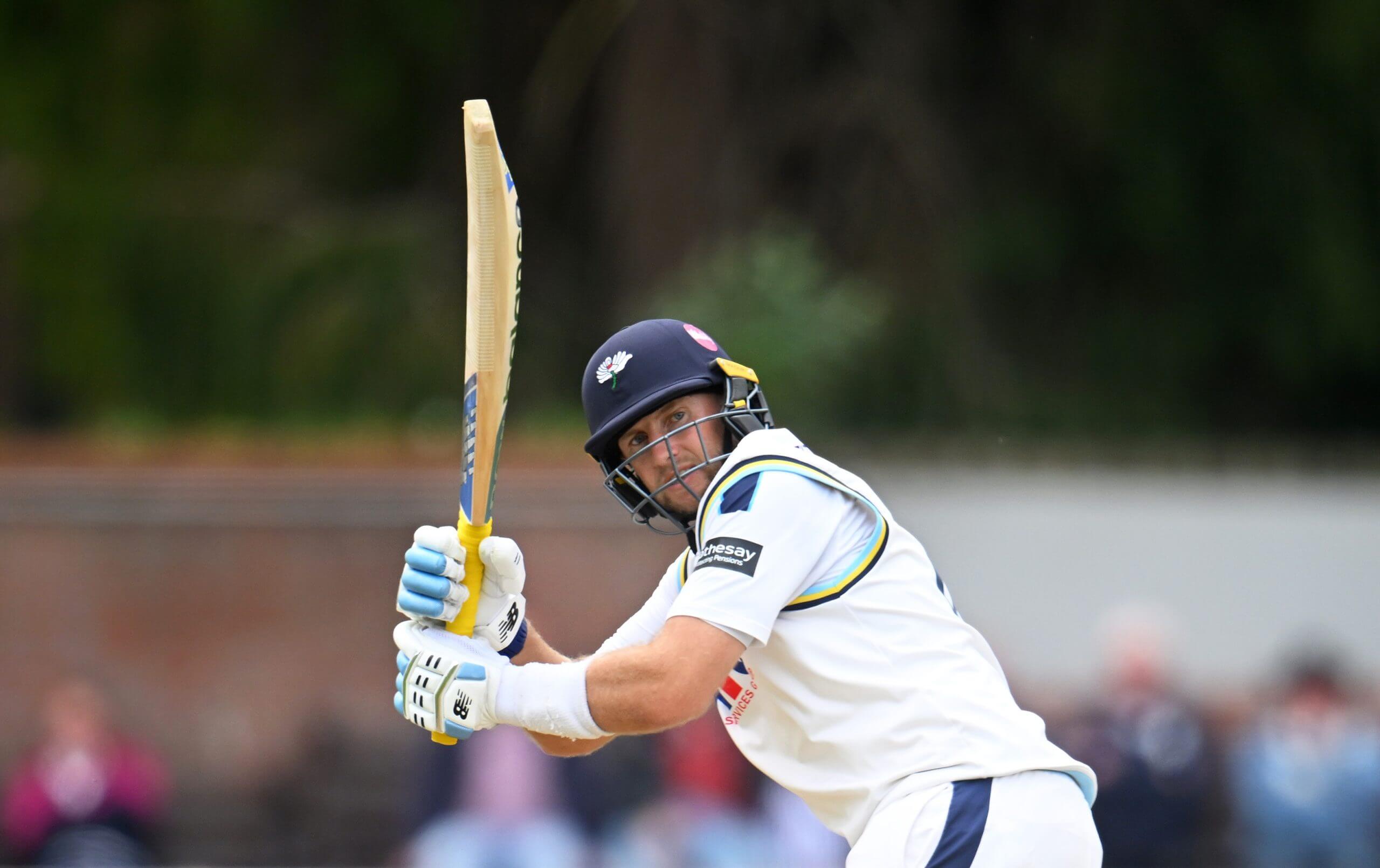 Joe Root turns the ball to leg for Yorkshire against Somerset earlier this month