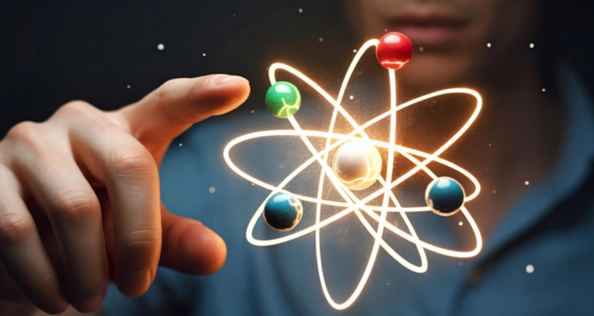 Hand Pointing Atom Model