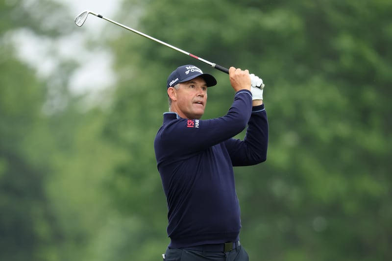 Pádraig Harrington of Ireland plays a shot on the second hole. Photograph: Jamie Squire/Getty