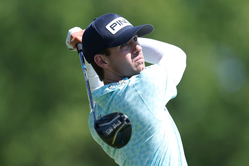 Alex Smalley of the United States hits a tee shot on the second hole during the third round of the PGA Championship at Aronimink. Photograph: Emilee Chinn/Getty