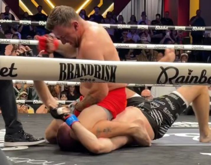Johnny Manziel beats down and makes quick work of social media influencer Bob Menery in a 205-pound bout at the UFC Apex in Las Vegas on May 23, 2026.
