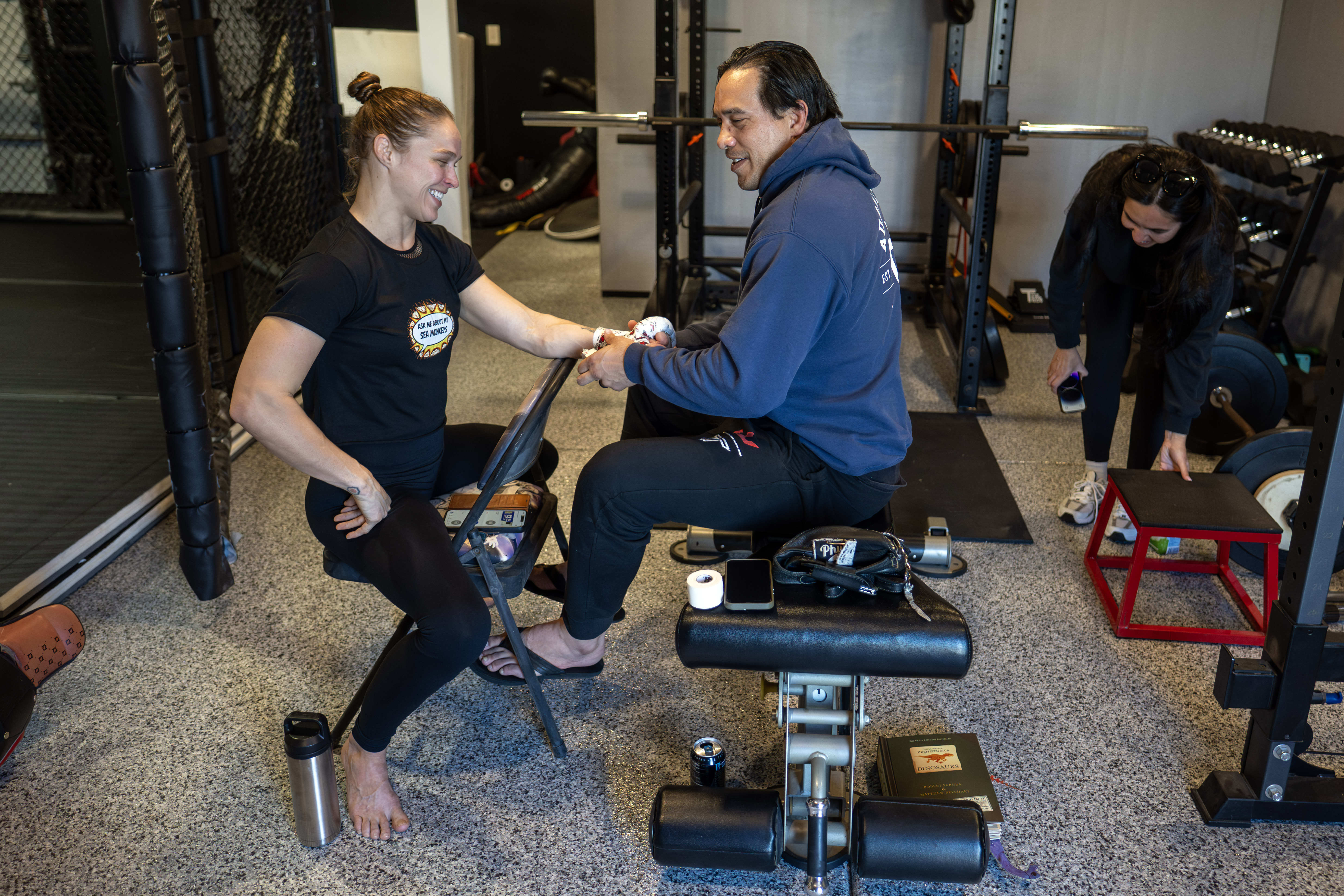 Former UFC champion and Olympic medalist Ronda Rousey prepares for...