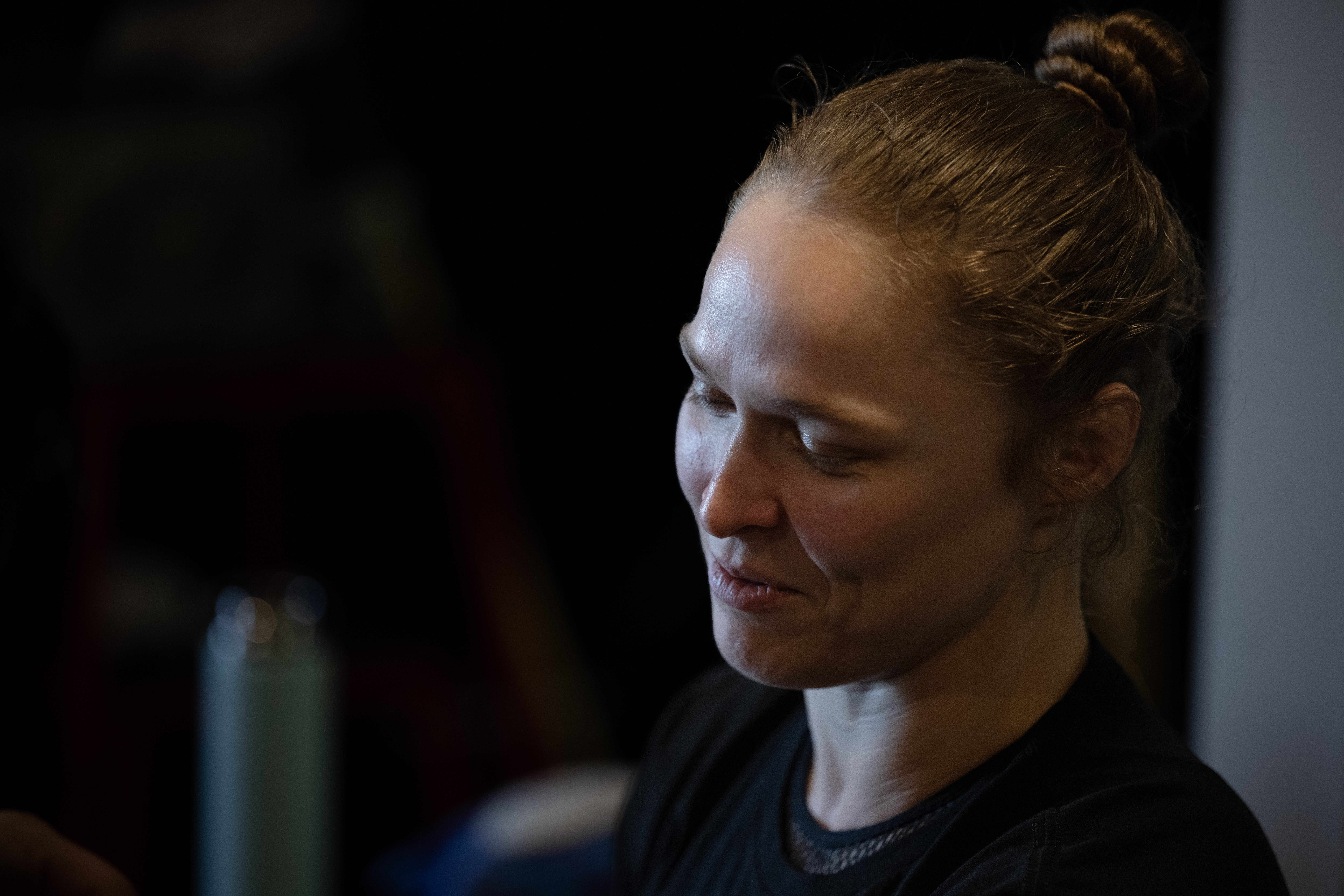Former UFC champion and Olympic medalist Ronda Rousey prepares for...