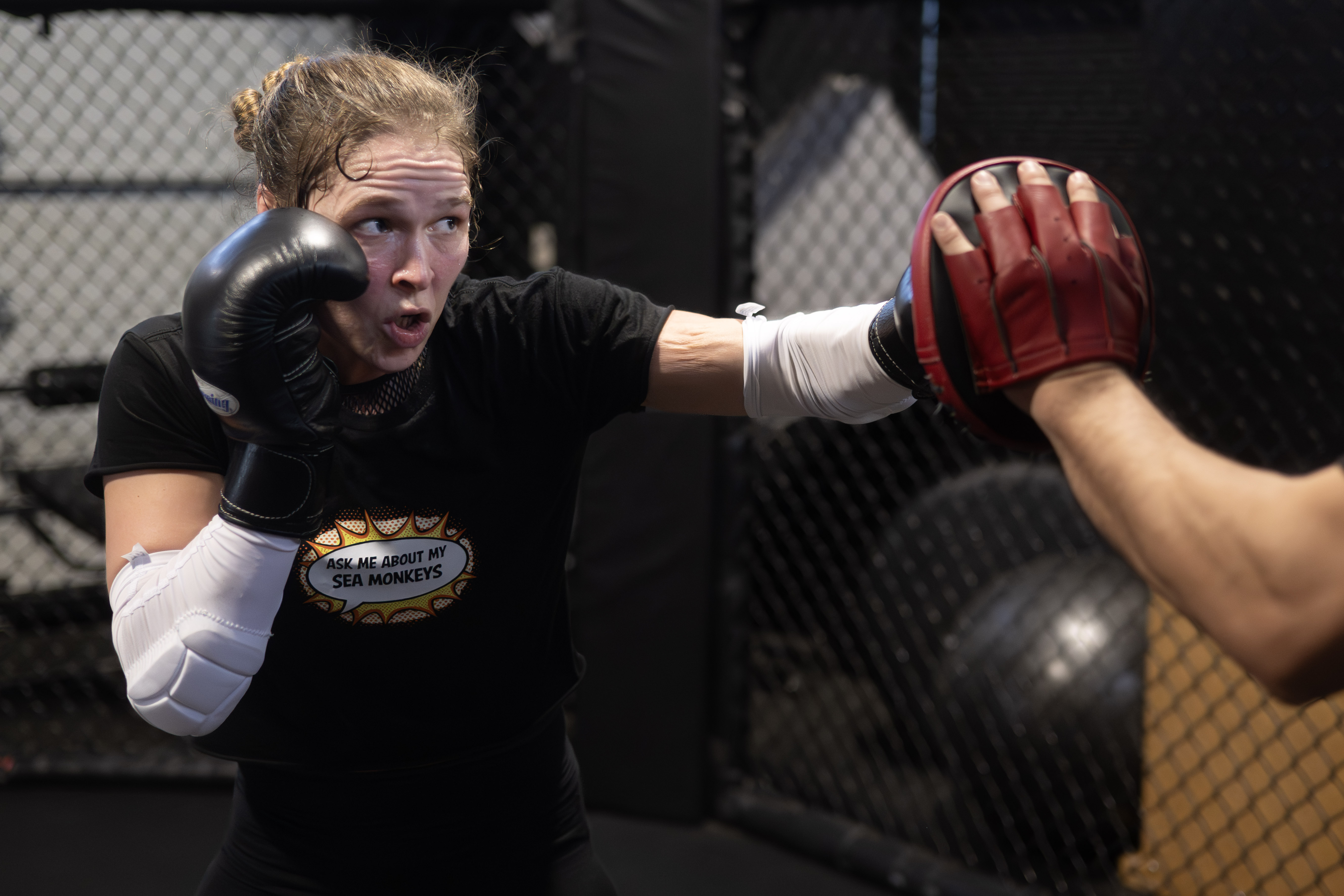Former UFC champion and Olympic medalist Ronda Rousey prepares for...