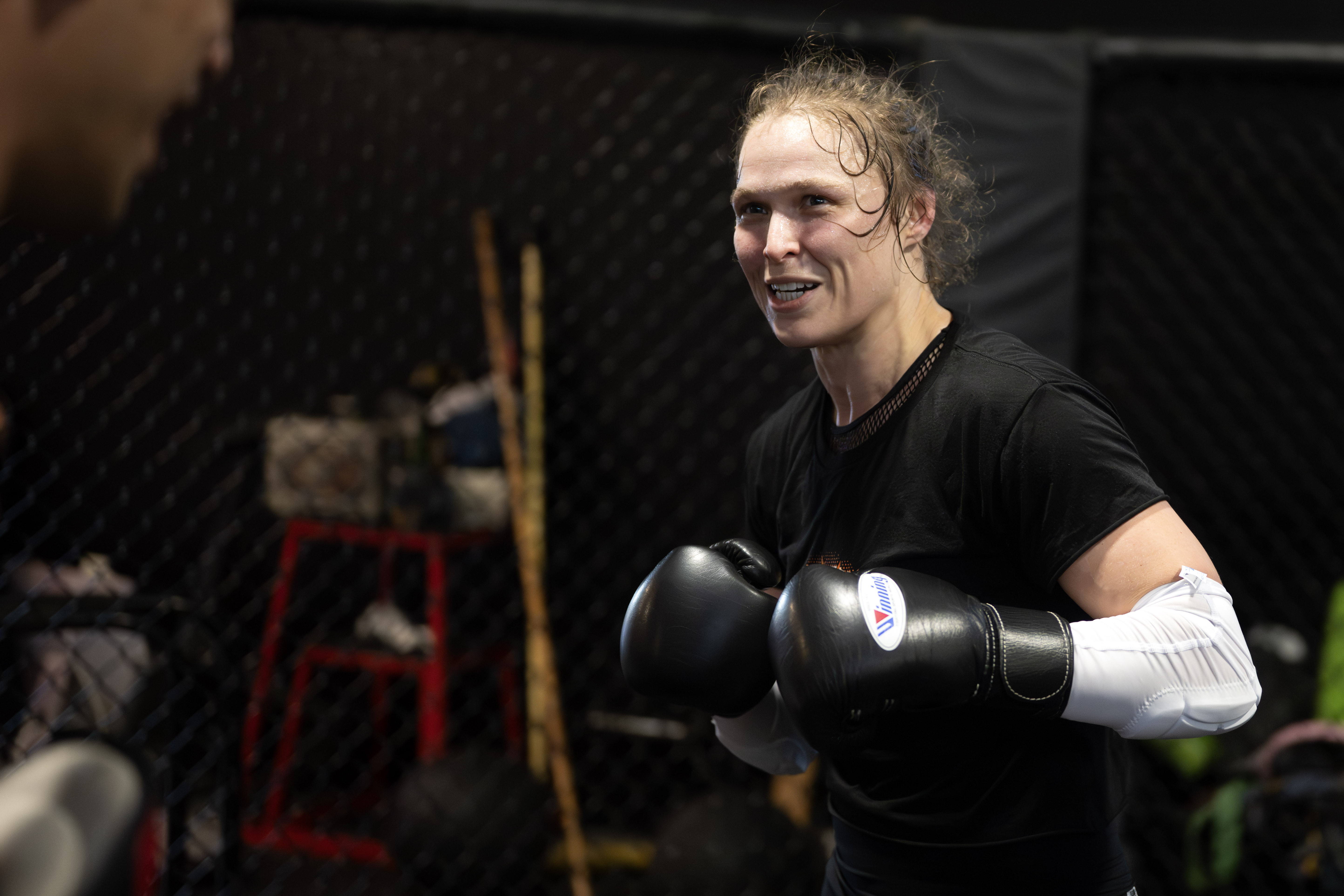 Former UFC champion and Olympic medalist Ronda Rousey prepares for...