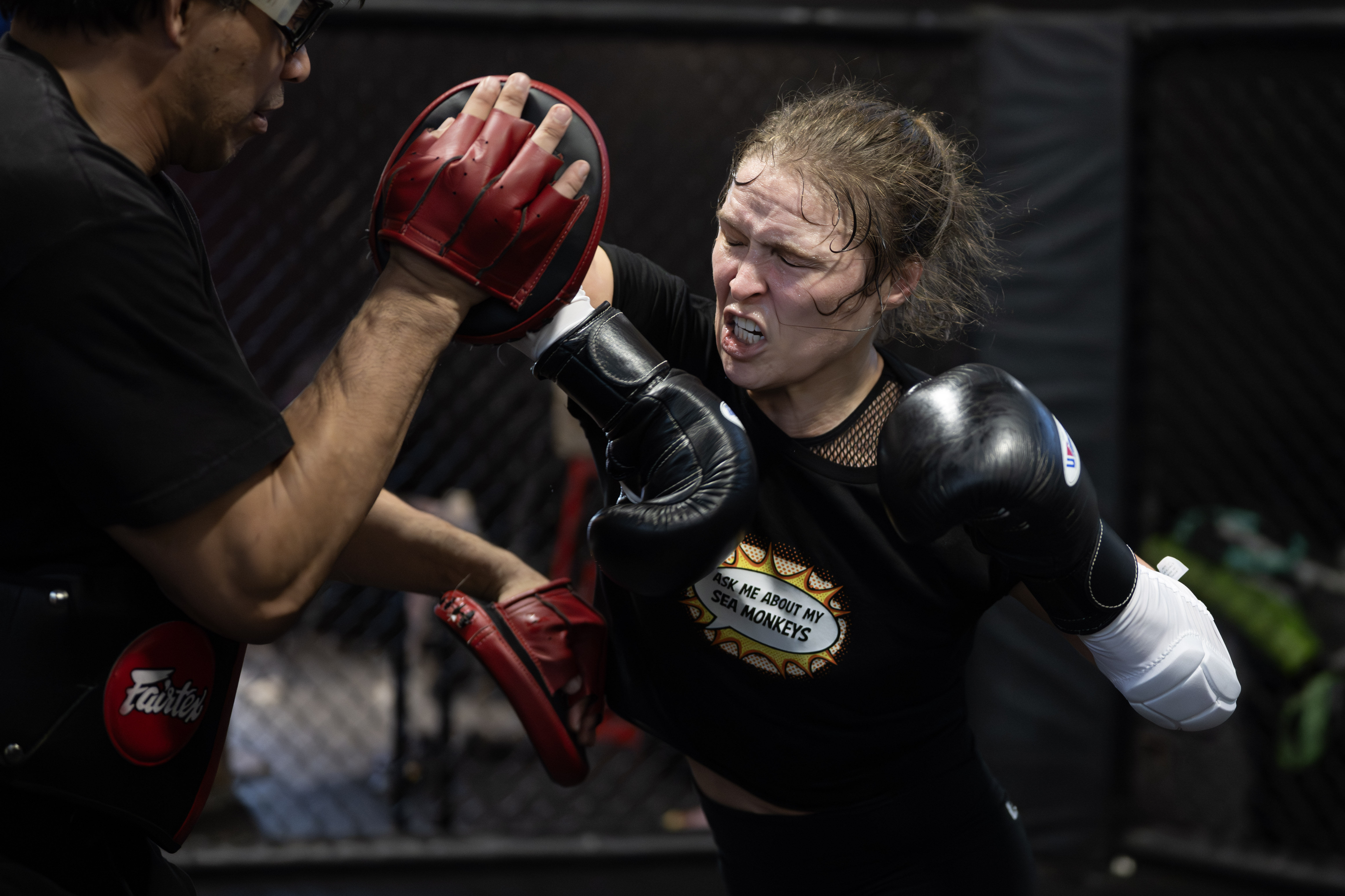 Former UFC champion and Olympic medalist Ronda Rousey prepares for...