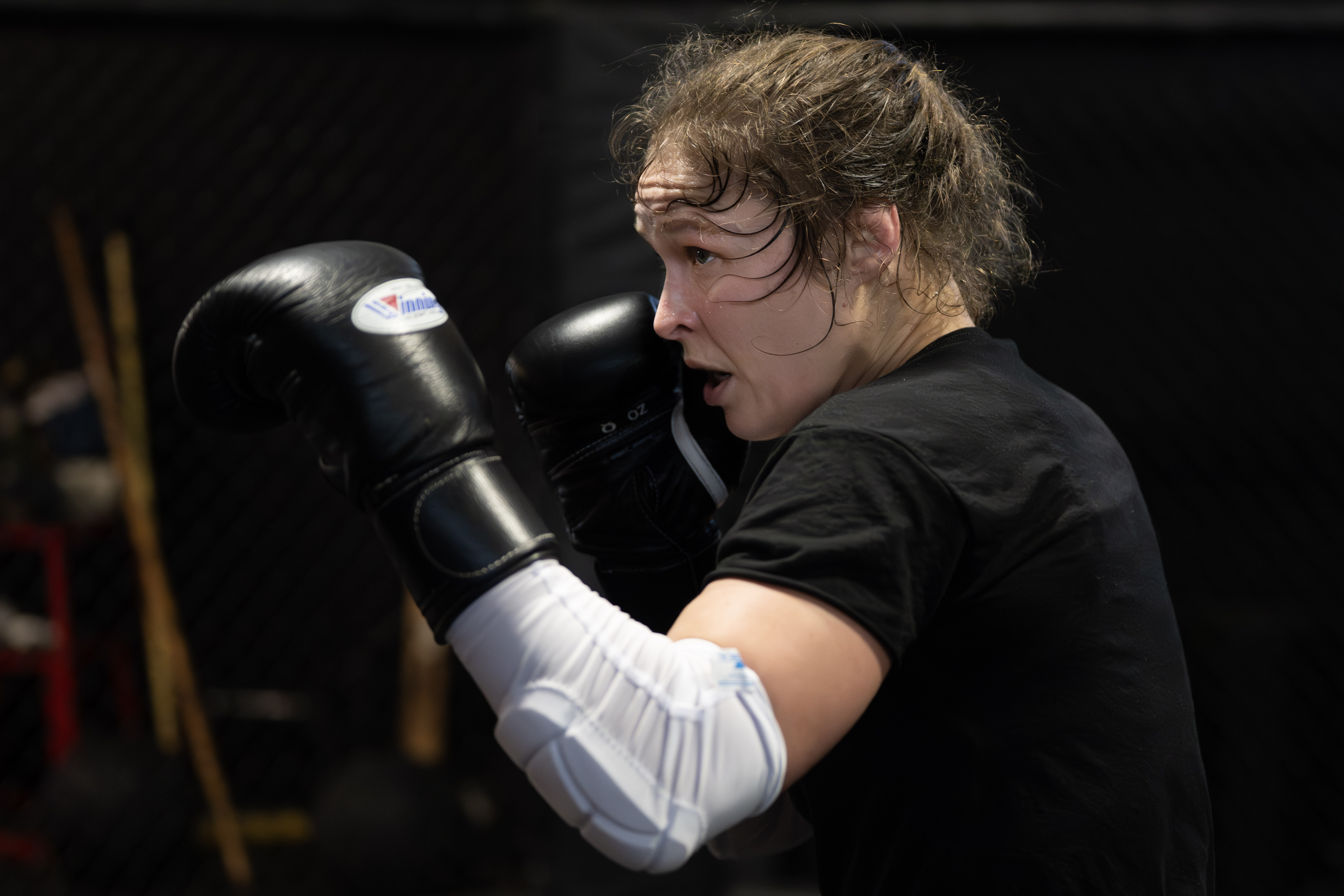 Former UFC champion and Olympic medalist Ronda Rousey prepares for...