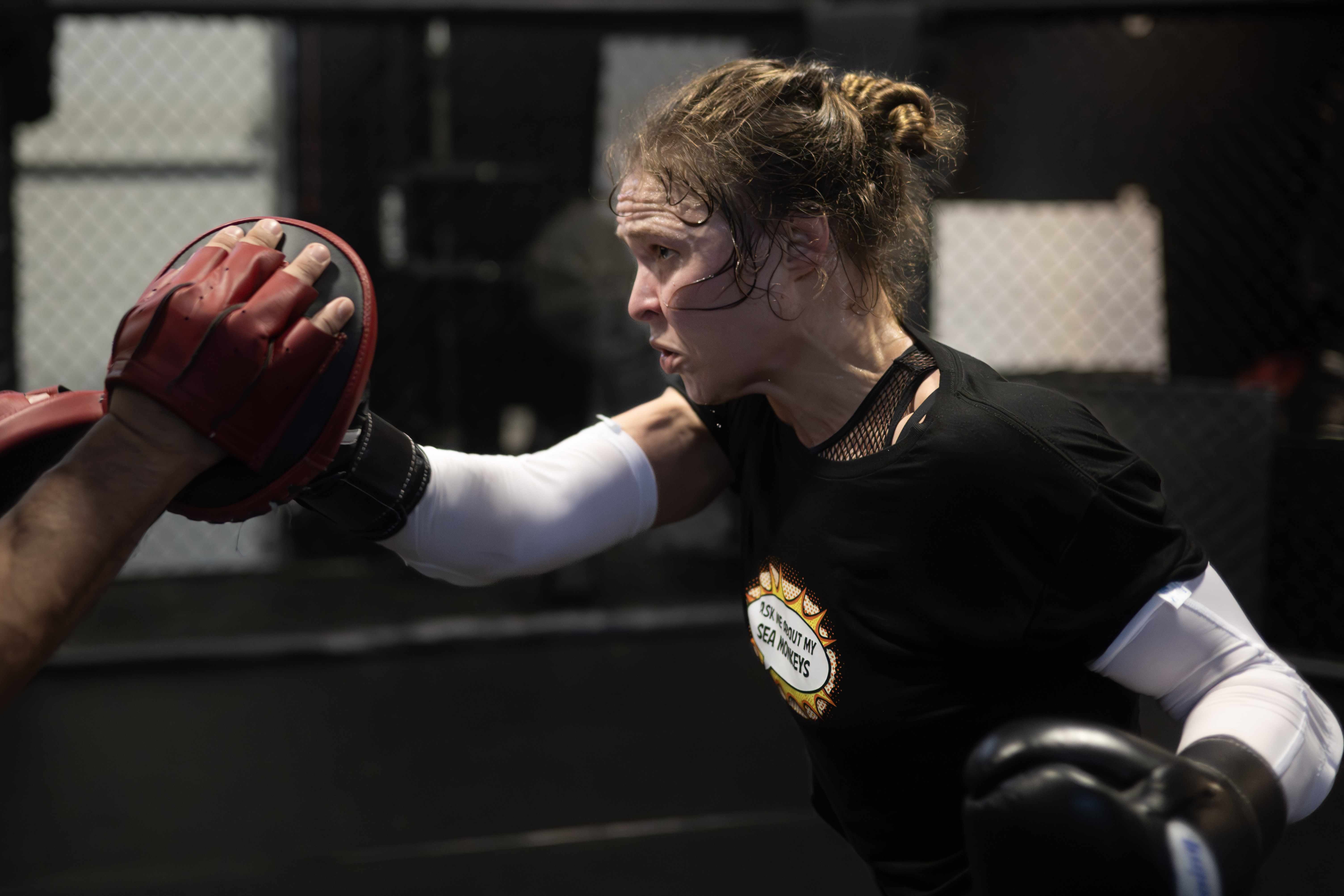 Former UFC champion and Olympic medalist Ronda Rousey prepares for...