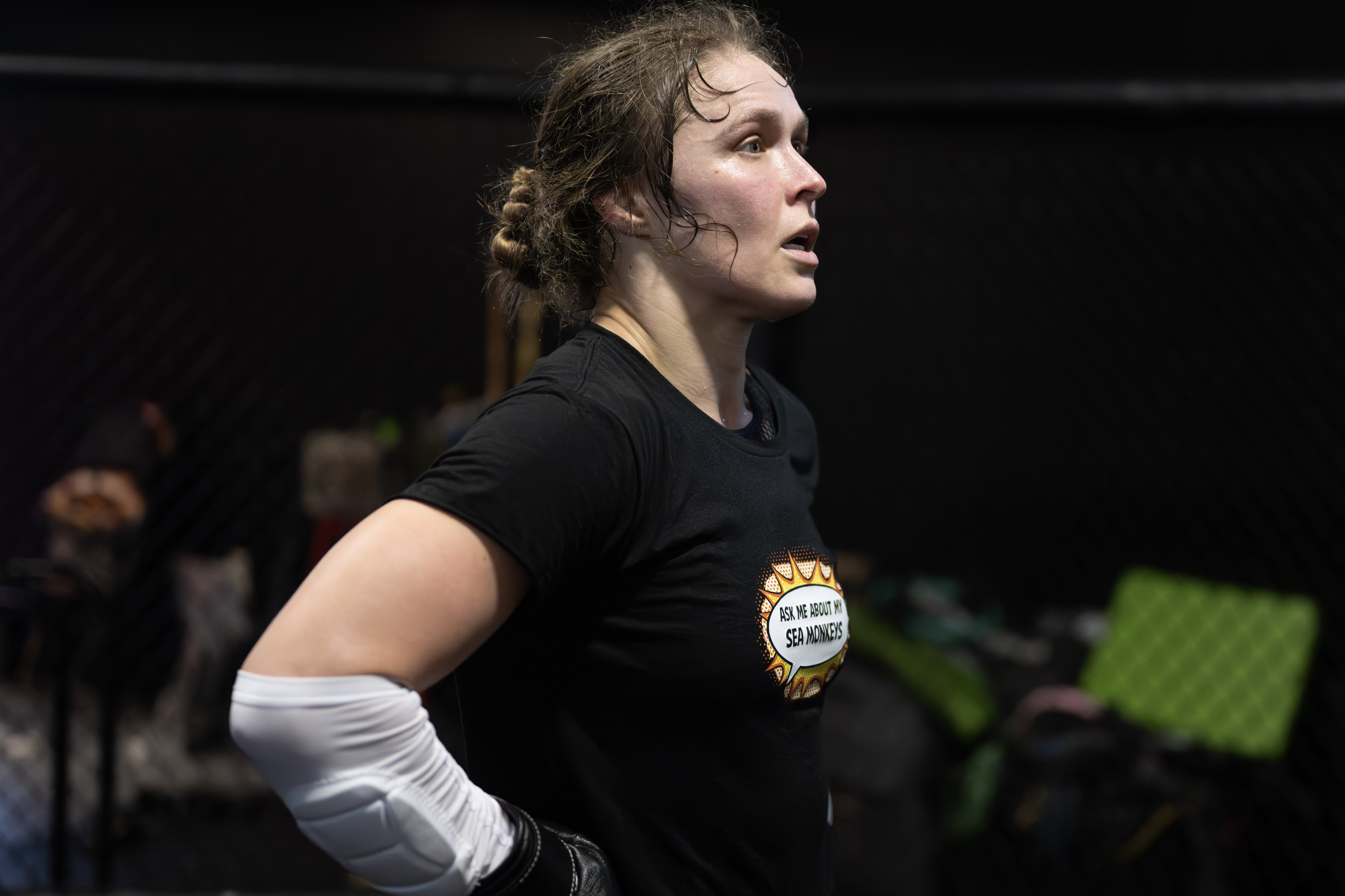 Former UFC champion and Olympic medalist Ronda Rousey prepares for...