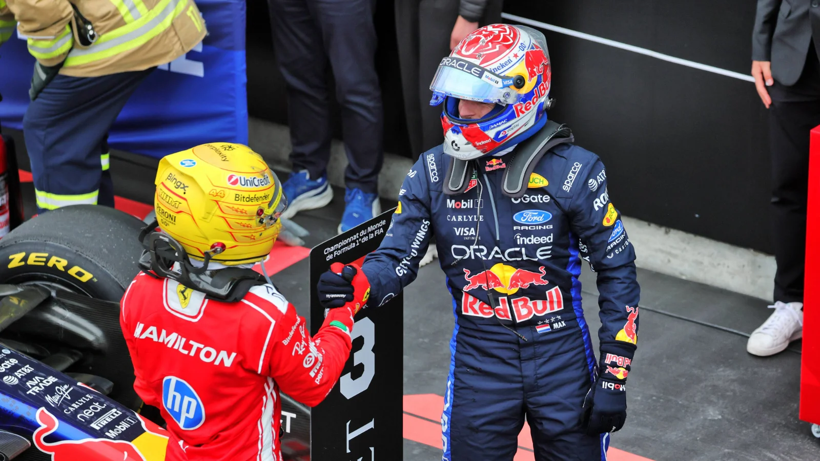 The two drivers thoroughly enjoyed their duel
