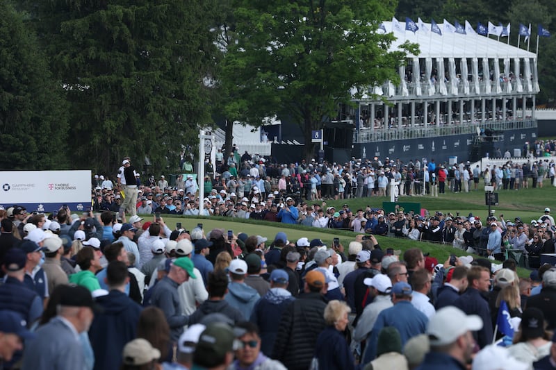 Rory McIlroy of Northern Ireland plays his shot from the 15th tee during the first round of the PGA Championship. Photograph: Andrew Redington/Getty