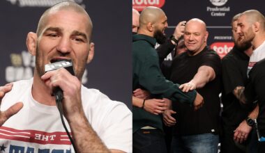 Sean Strickland and Khamzat Chimaev at UFC 328 press conference