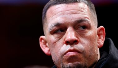 Nate Diaz enters the boxing ring for his fight against Jorge Masvidal