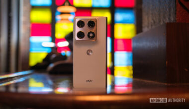 Motorola Razr Fold standing on bar
