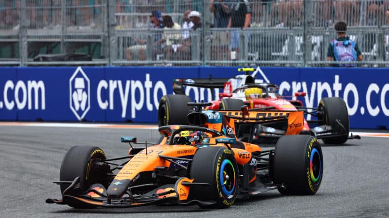 Oscar Piastri and Lewis Hamilton in the 2026 F1 Miami Grand Prix