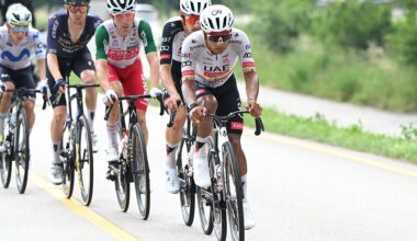 ANDALO , ITALY - MAY 27: Jhonatan Narvaez of Ecuador and UAE Team Emirates - XRG competes in the chase group during the 109th Giro d'Italia 2026, Stage 17 a 202km stage from Cassano d'Adda to Andalo 1012m / #UCIWT / on May 27, 2026 in Andalo Valtellino, Italy. (Photo by Dario Belingheri/Getty Images)