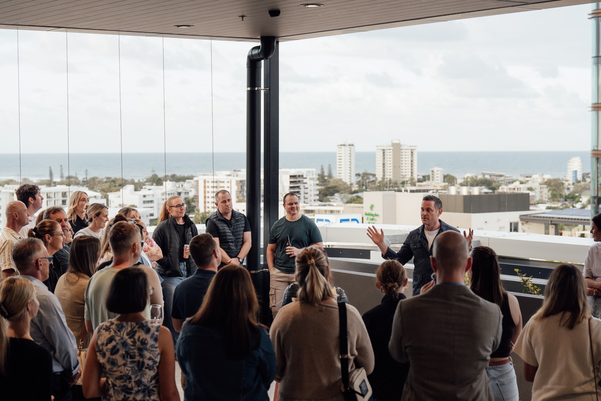 Orthopaedic surgeon and director of SCOG, associate professor Daevyd Rodda addressing staff at the new Maroochy Private Hospital. 
