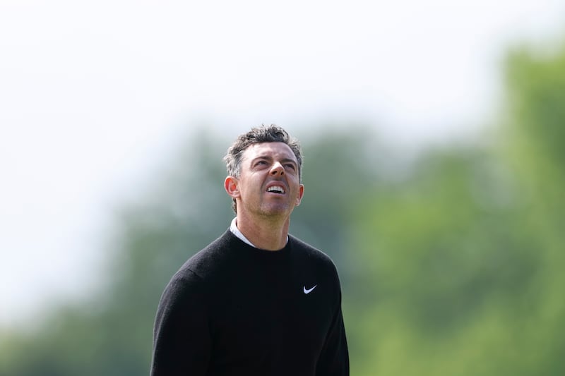 Rory McIlroy of Northern Ireland reacts during the first round of the PGA Championship. Photograph: Richard Heathcote/Getty