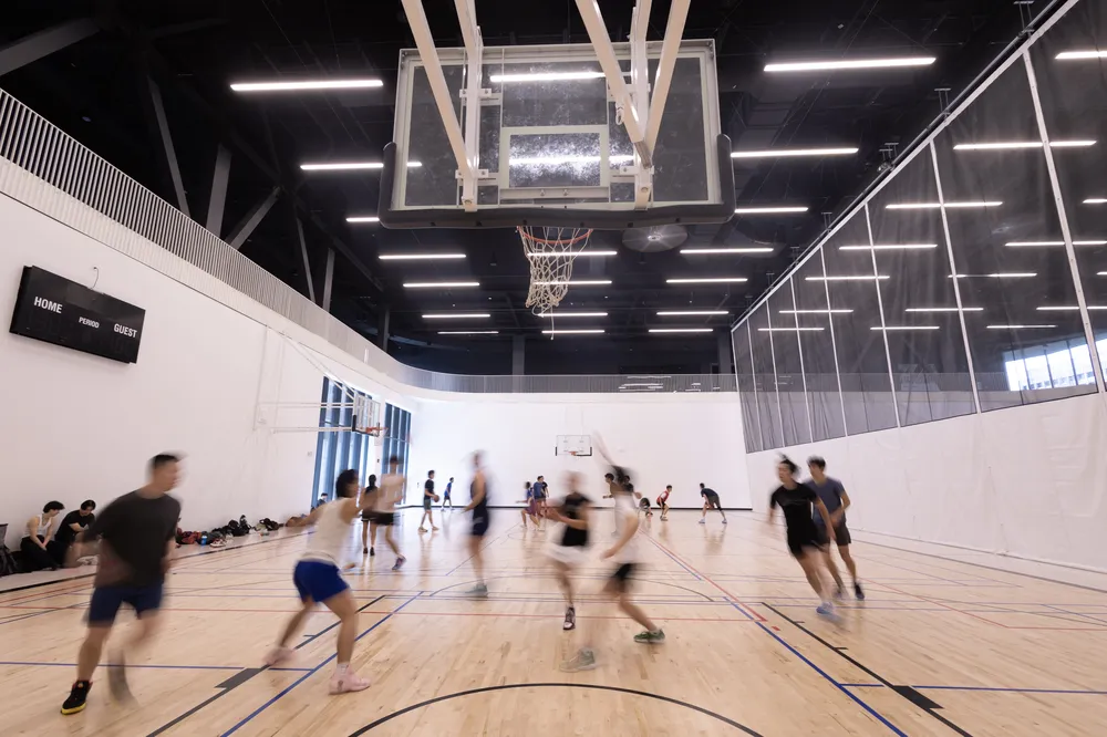 A view from the court at the hubbub of Rec North.
