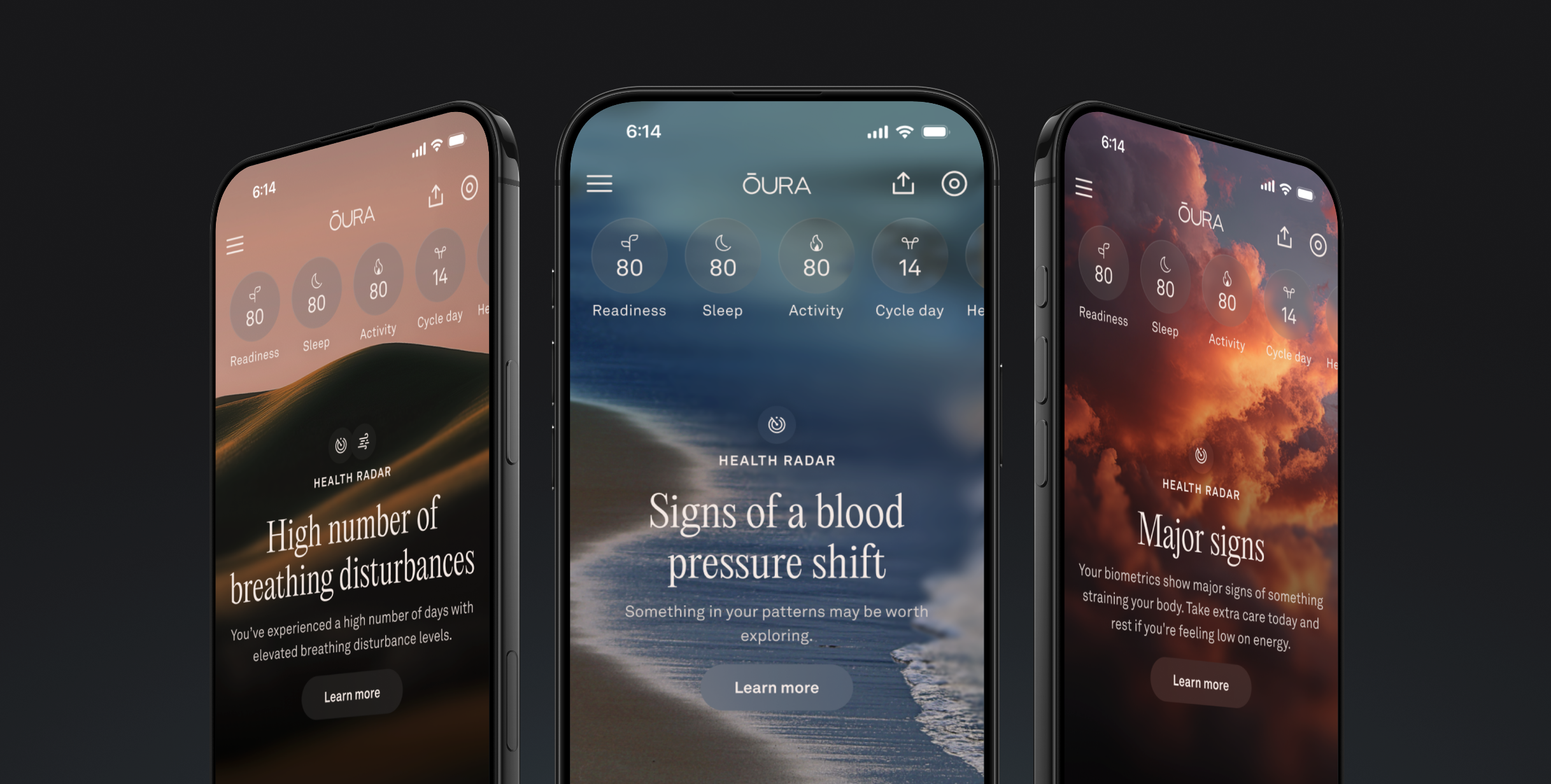 Introducing Health Radar at Oura | In-App Screens