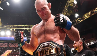 Sean Strickland celebrates title win at UFC 328