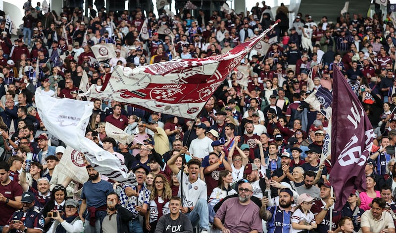 Bordeaux-Bègles fans cheer on their team during the Champions Cup semi-final victory against Bath at Stade Atlantique Bordeaux Metropole earlier this month. Photograph: Dan Sheridan/Inpho