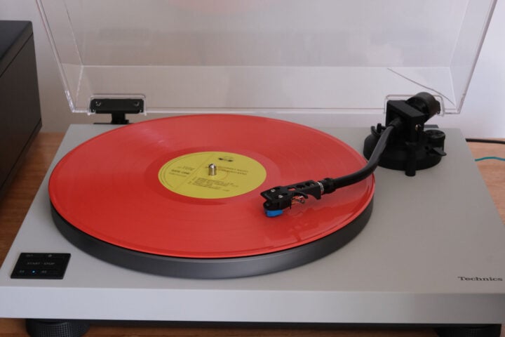 Turntable with red vinyl