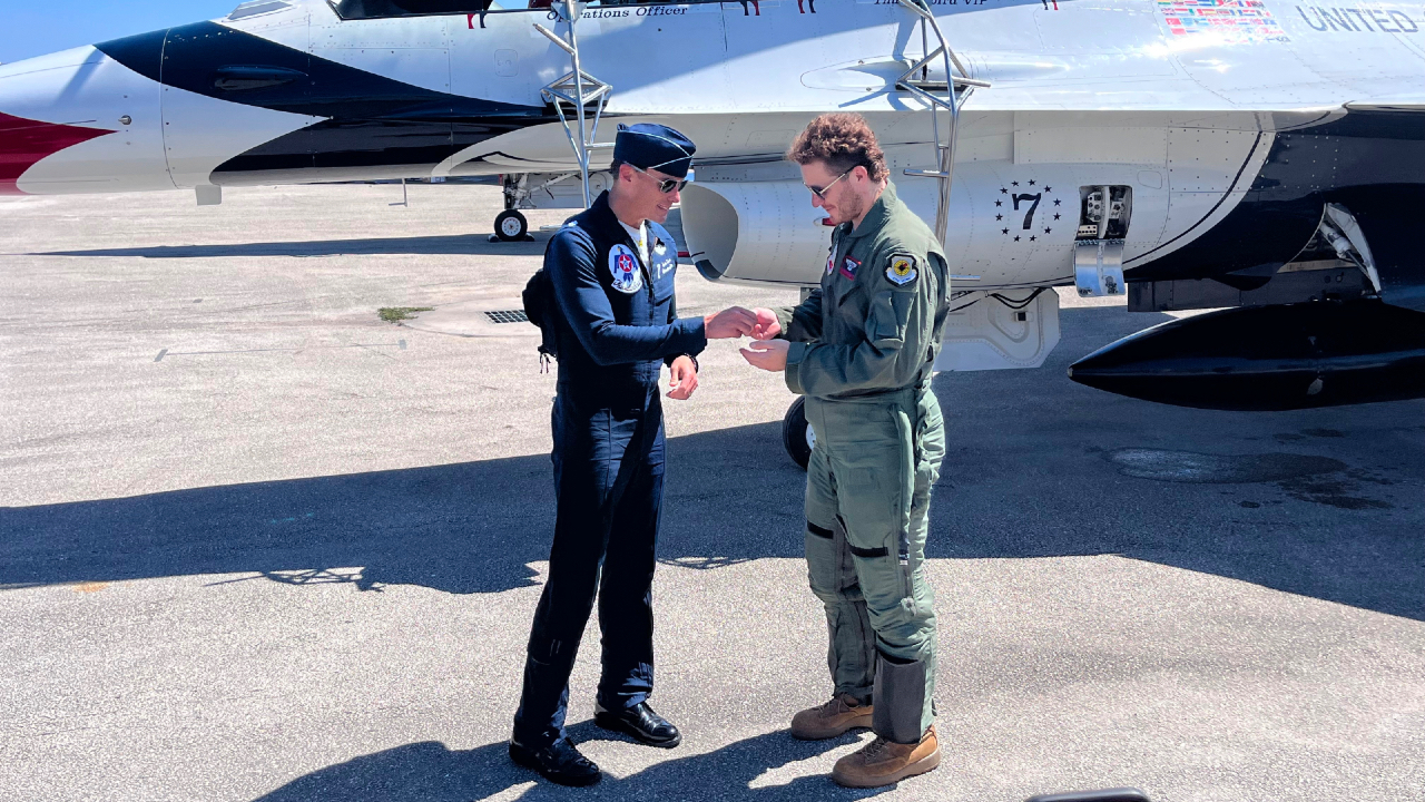 Panthers' Tkachuk flies with Thunderbirds in F-16
