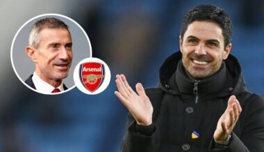 Andrea Berta, Arsenal badge and Mikel Arteta - copyright TEAMtalk