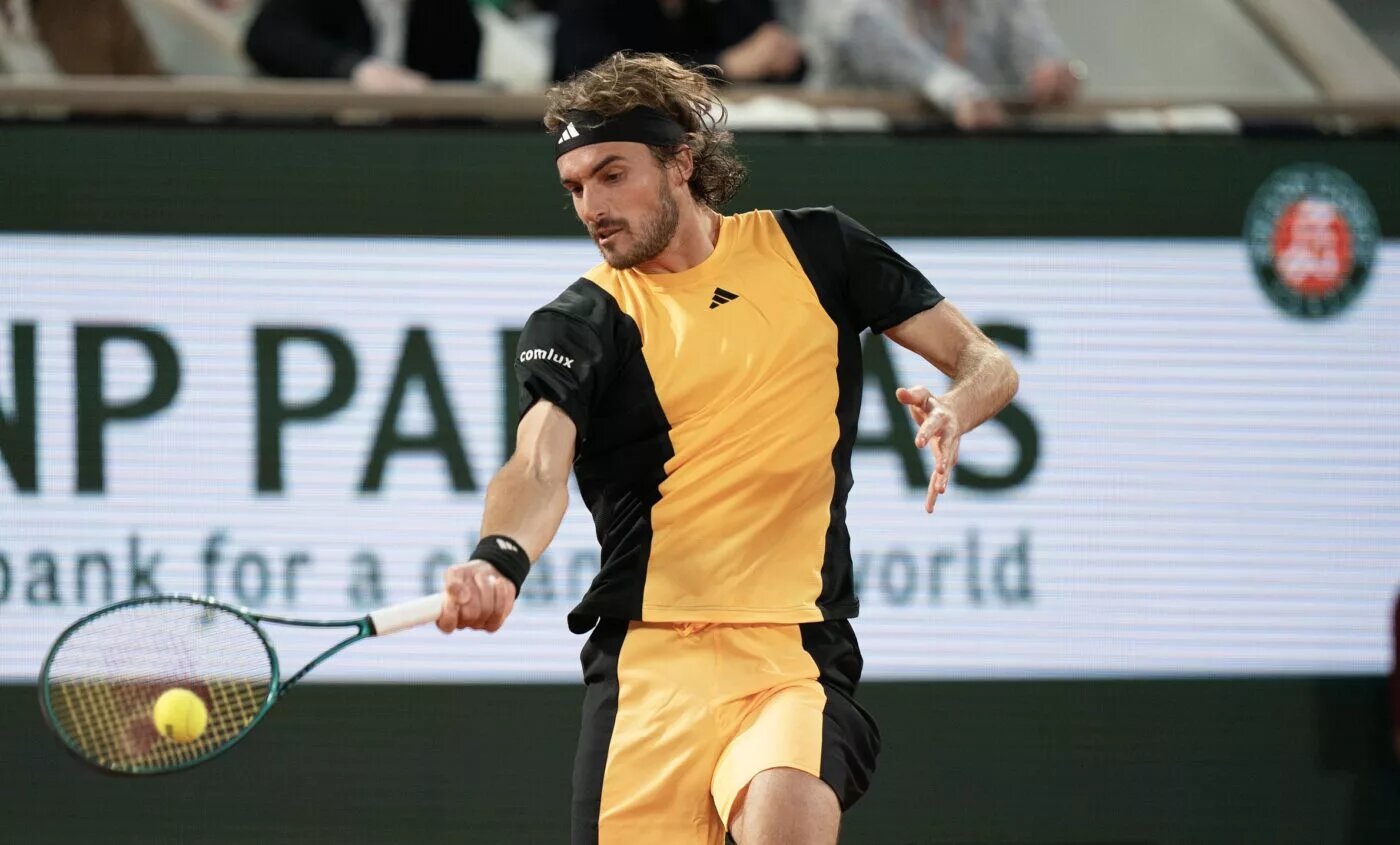 Stefanos Tsitsipas in action ahead of ATP Rome Masters.